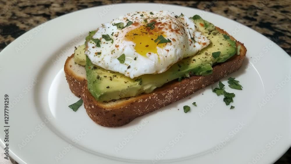 Artistic Avocado Toast with Poached Egg Artistic Avocado Toast with Poached Egg