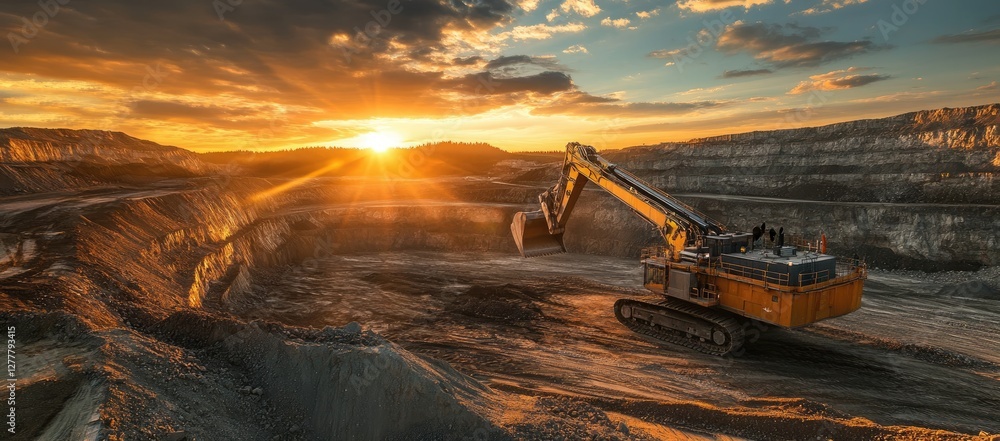 Sunset Quarry Excavator at Work Sunset Quarry Excavator at Work