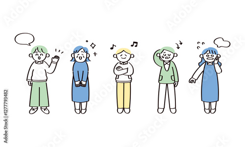 いろんな表情やポーズの人物イラストセット