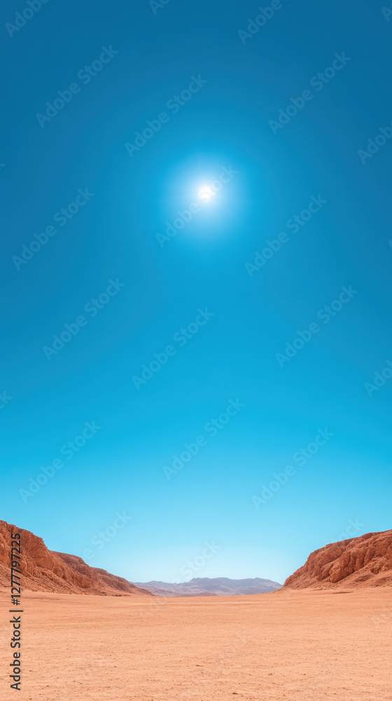 Naklejka premium serene minimalist desert landscape under bright blue sky