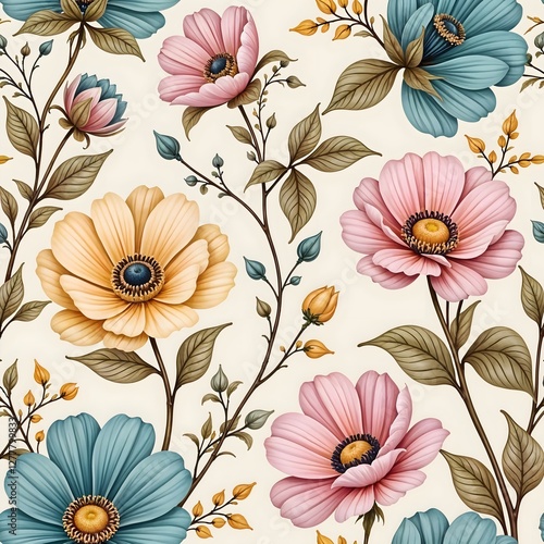 Wallpaper Mural seamless floral pattern Torontodigital.ca