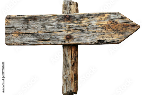A weathered wooden signpost pointing in a specific direction.