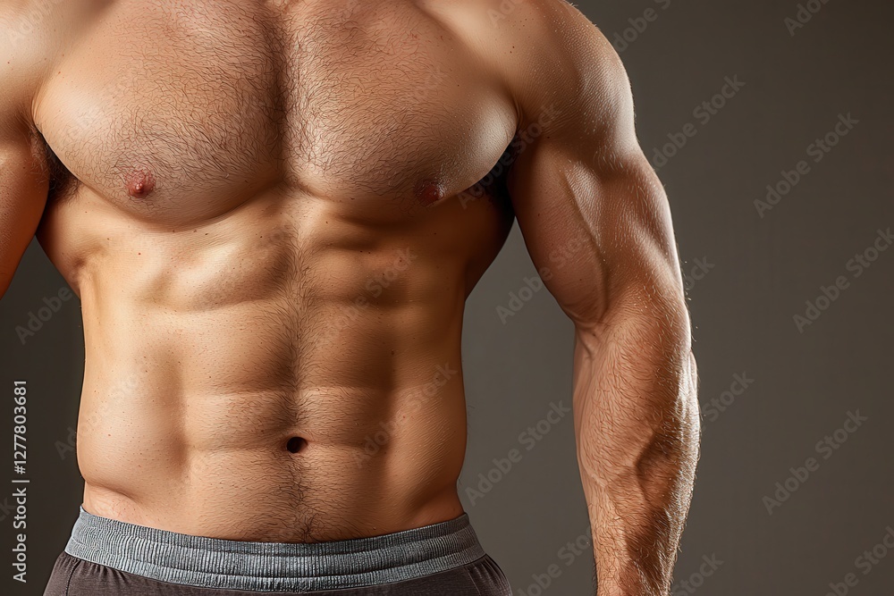 A torso of an overweight individual wearing tight clothing, highlighting body shape. A torso of an overweight individual wearing tight clothing, highlighting body shape.