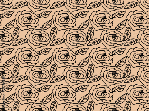 Rose flower tattoo. Lace, lingerie, lines. Seamless vector pattern for design and decoration. 