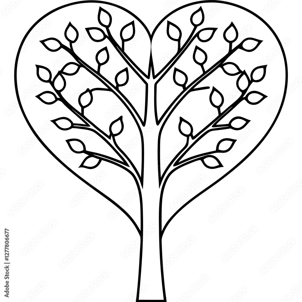 Simple Love Tree in Line Art Simple Love Tree in Line Art