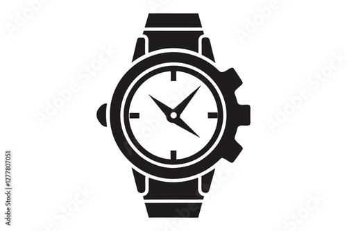 Luxury silver men's wristwatch vector illustration on white background