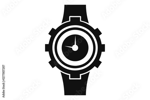 Luxury silver men's wristwatch vector illustration on white background