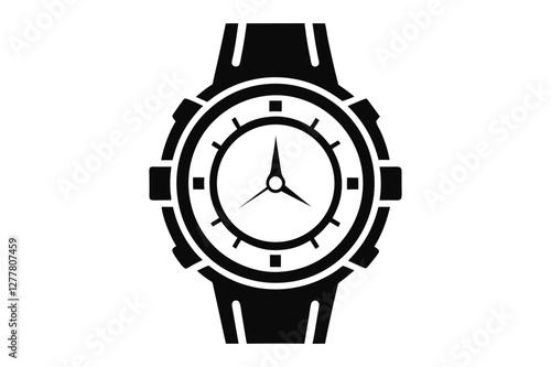 Luxury silver men's wristwatch vector illustration on white background