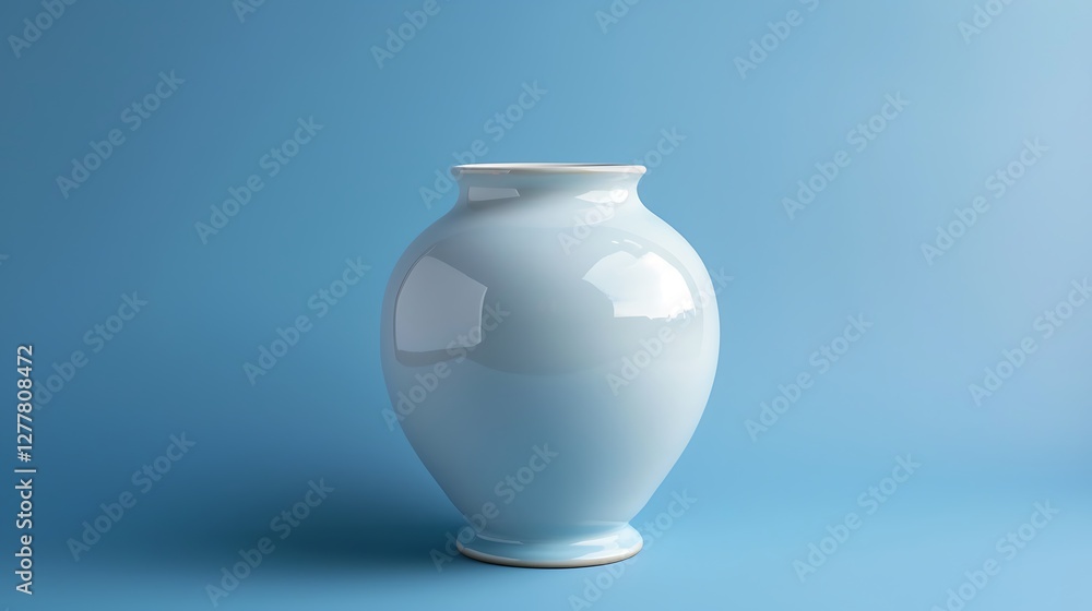 An empty ceramic jar against a solid blue backdrop, enhancing its design An empty ceramic jar against a solid blue backdrop, enhancing its design
