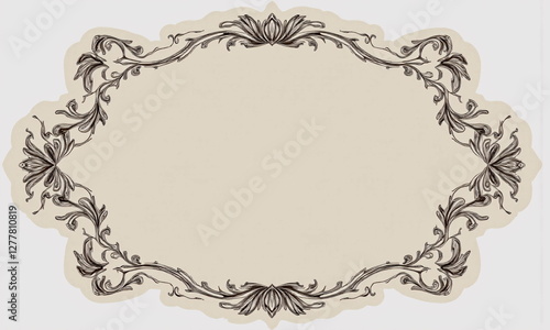 Hand-drawn apothecary label with artistic flair and vintage charm