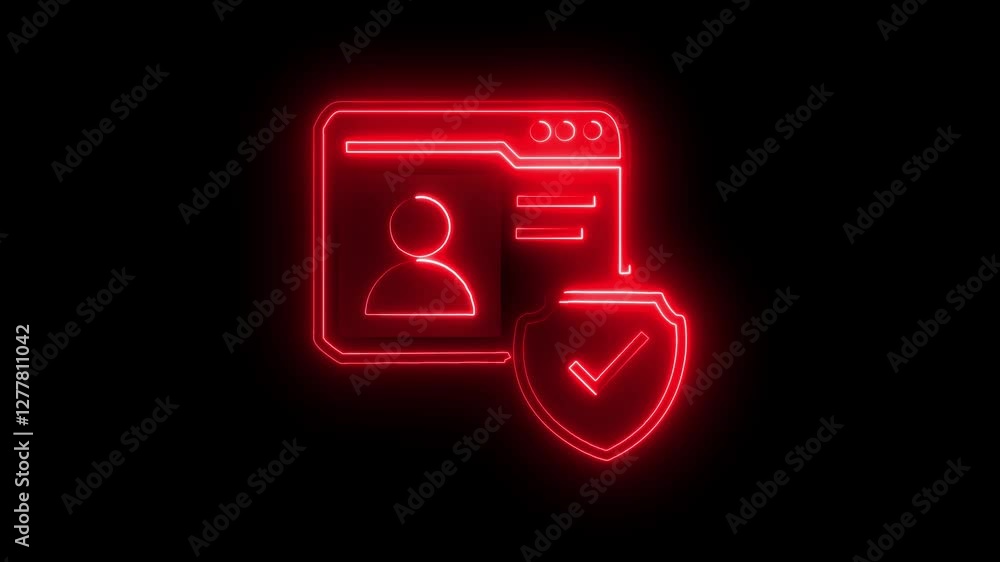 Abastract glowing neon Private Account icon isolated on black background. HD Video motion graphic animation on black background Abastract glowing neon Private Account icon isolated on black background. HD Video motion graphic animation on black background