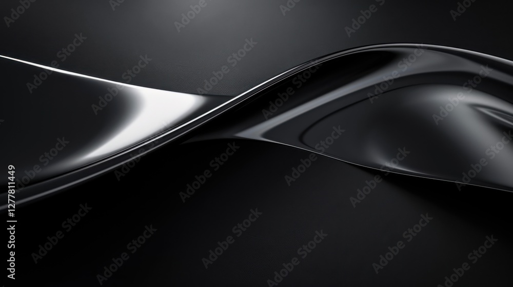 Obraz premium Wavy Black Glossy Object