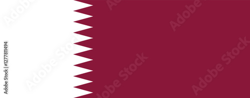 Flag of Qatar. Flag icon. Standard color. Standard size. A rectangular flag. Computer illustration. Digital illustration. Vector illustration.