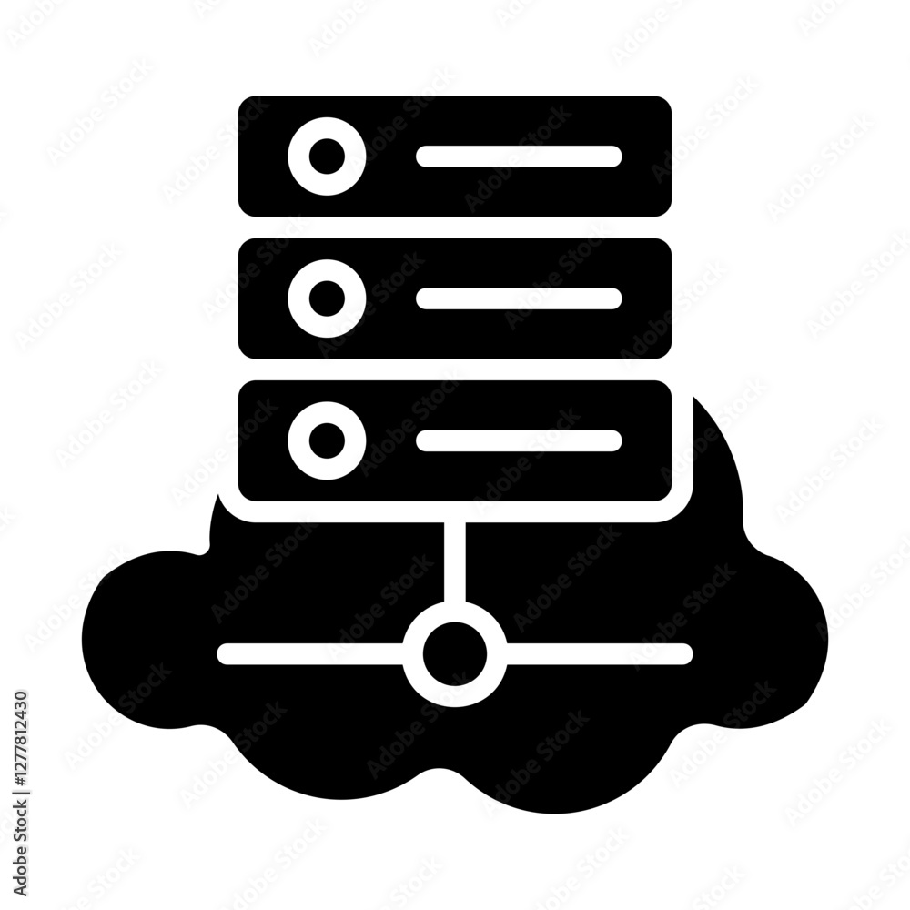 Cloud Database Solid Icon