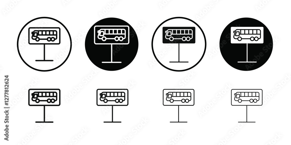 Bus sign icon Vector flat thin line illustration Bus sign icon Vector flat thin line illustration