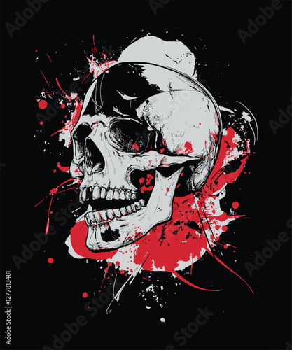 Skull head vector graphic t-shirt design print