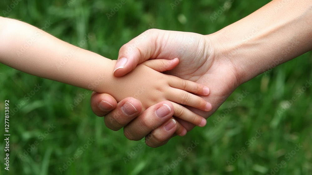 Close-Up of Mother and Child Handholding Gesture Close-Up of Mother and Child Handholding Gesture