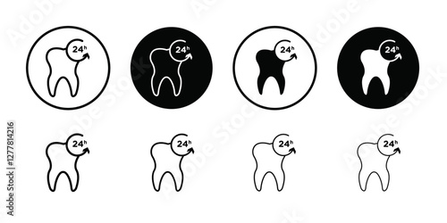 Dental Protection for 24 Hours icon Vector flat thin line illustration