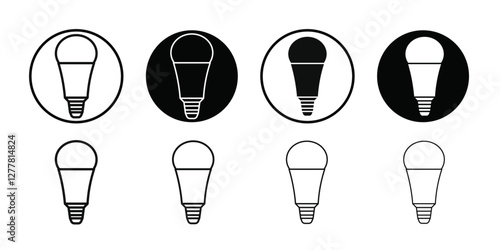 energy efficiency light bulb icon Vector flat thin line illustration