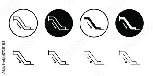 Escalator down icon Vector flat thin line illustration