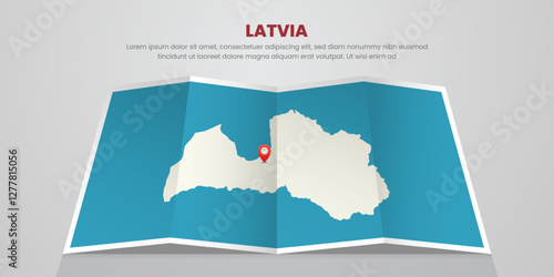 latvia map travel with capital pin tag location design Illustration