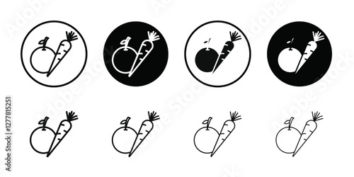 Fruits and vegetables icon Vector flat thin line illustration