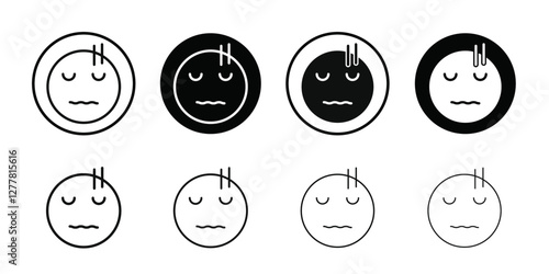 Guilty face emoji icon Vector flat thin line illustration
