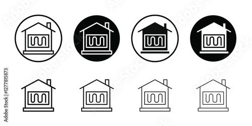 House heating icon Vector flat thin line illustration