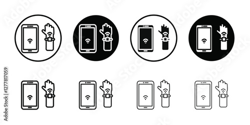 NFC bracelet connected icon Vector flat thin line illustration
