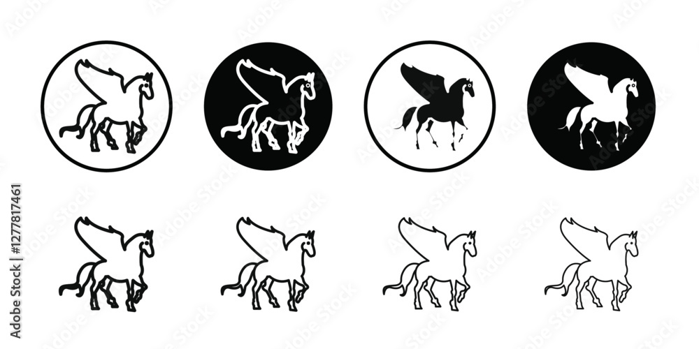 Pegasus icon Vector flat thin line illustration Pegasus icon Vector flat thin line illustration