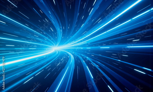 Light speed journey with cool tones of blue and teal