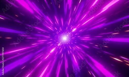 Light speed journey through a vibrant purple-magenta tunnel