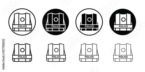 Reflective Police Vest icon Vector flat thin line illustration