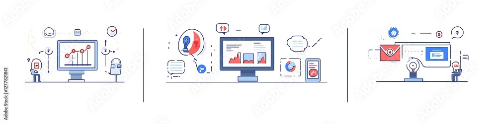 Digital Marketing Strategies And Data Analytics Illustration Digital Marketing Strategies And Data Analytics Illustration