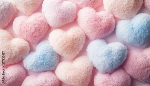 Pastel fluffy hearts background Valentine's Day