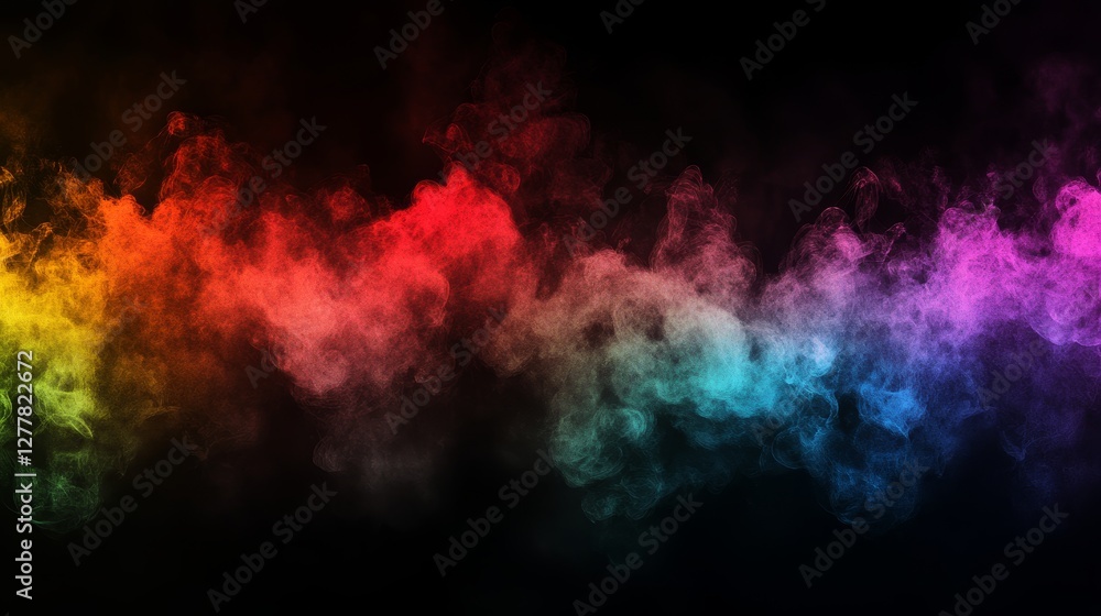 Vibrant multicolor smoke on black background in abstract display Vibrant multicolor smoke on black background in abstract display