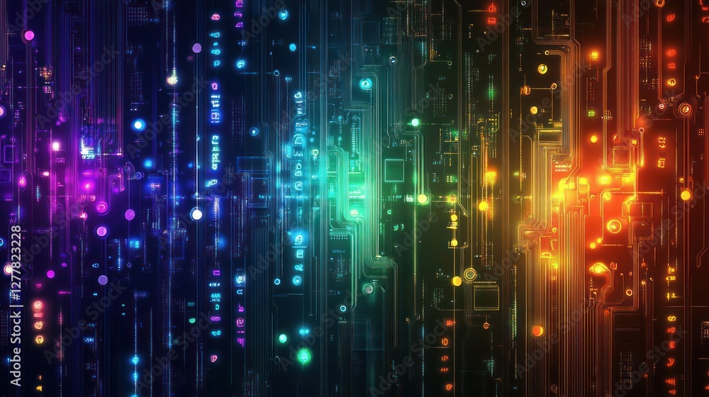 Vibrant abstract digital background with colorful light patterns and glowing lines Vibrant abstract digital background with colorful light patterns and glowing lines