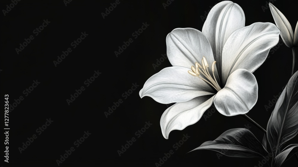 Fototapeta premium illustration of realistic flower on black background