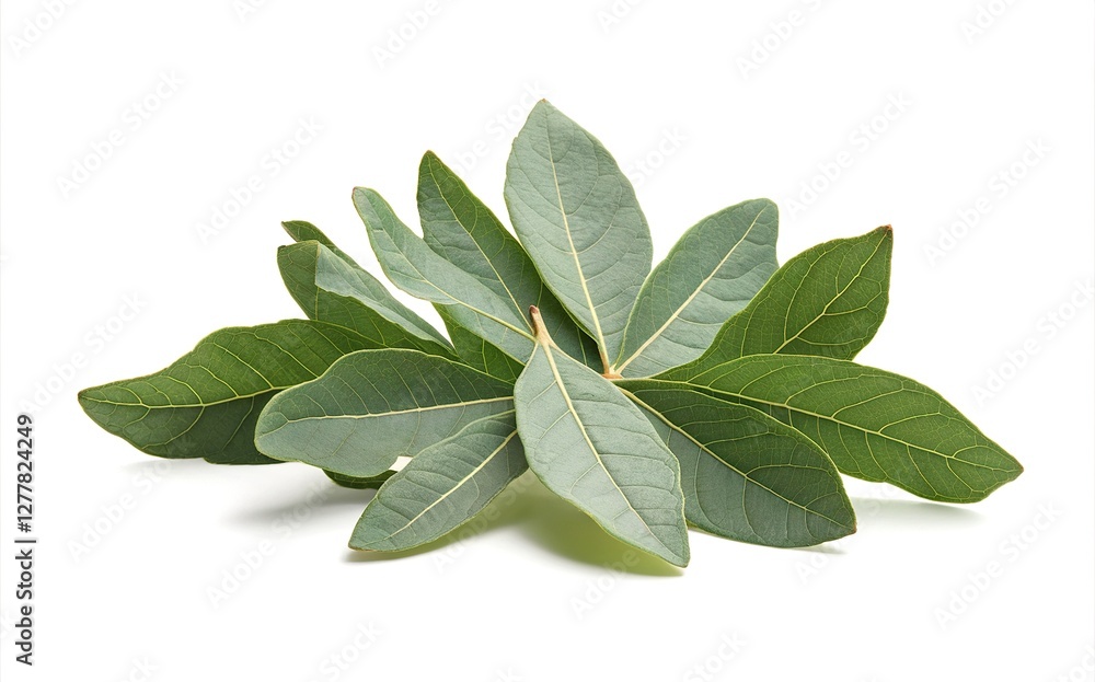 Aromatic bay leaves isolated over white background Aromatic bay leaves isolated over white background