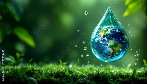 Wallpaper Mural A droplet of water containing Earth, highlighting eco-friendly practices and the significance of nature on Earth Day Torontodigital.ca