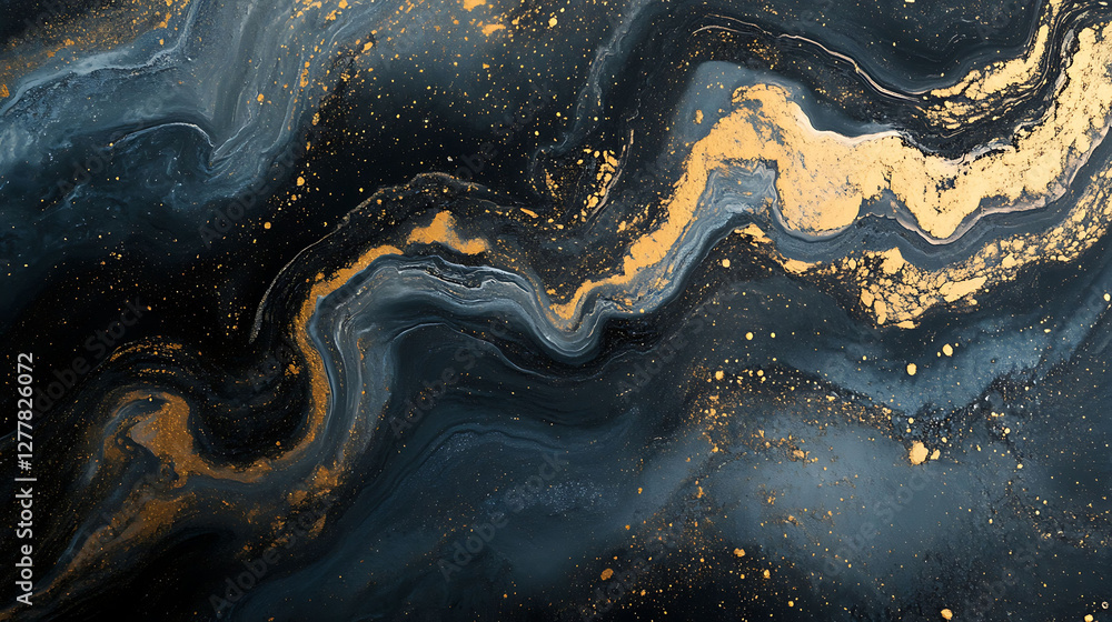 Abstract Gold And Black Swirling Paint Design Abstract Gold And Black Swirling Paint Design