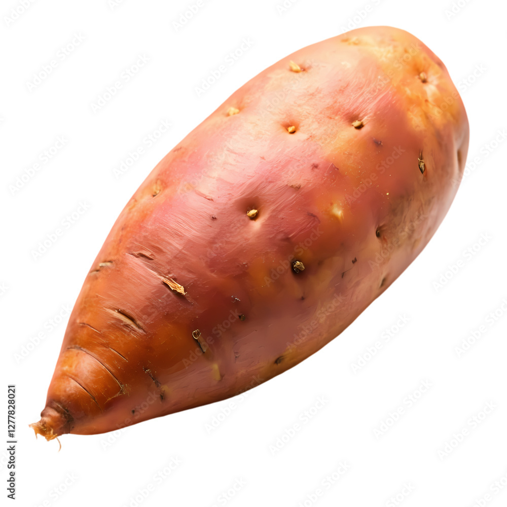 Single organic sweet potato isolated on yam one raw red eat food diet farm on transparent background Single organic sweet potato isolated on yam one raw red eat food diet farm on transparent background