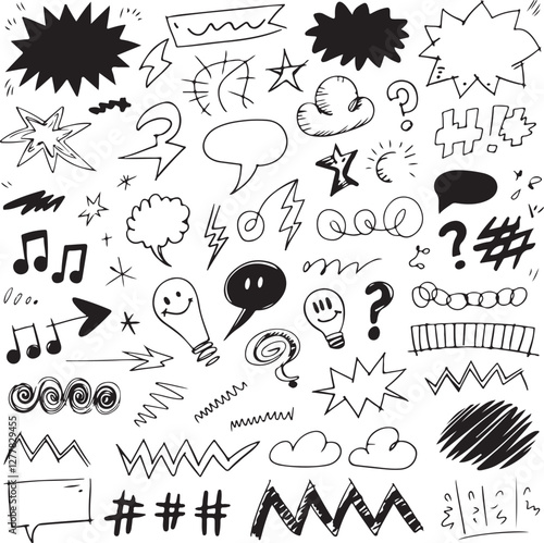 Collection of Hand-Drawn Doodle Elements for Design