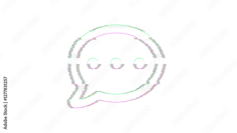 Icon comment dots is distorted. Glitch. Noise, chromatic aberration, geometric distortion Icon comment dots is distorted. Glitch. Noise, chromatic aberration, geometric distortion