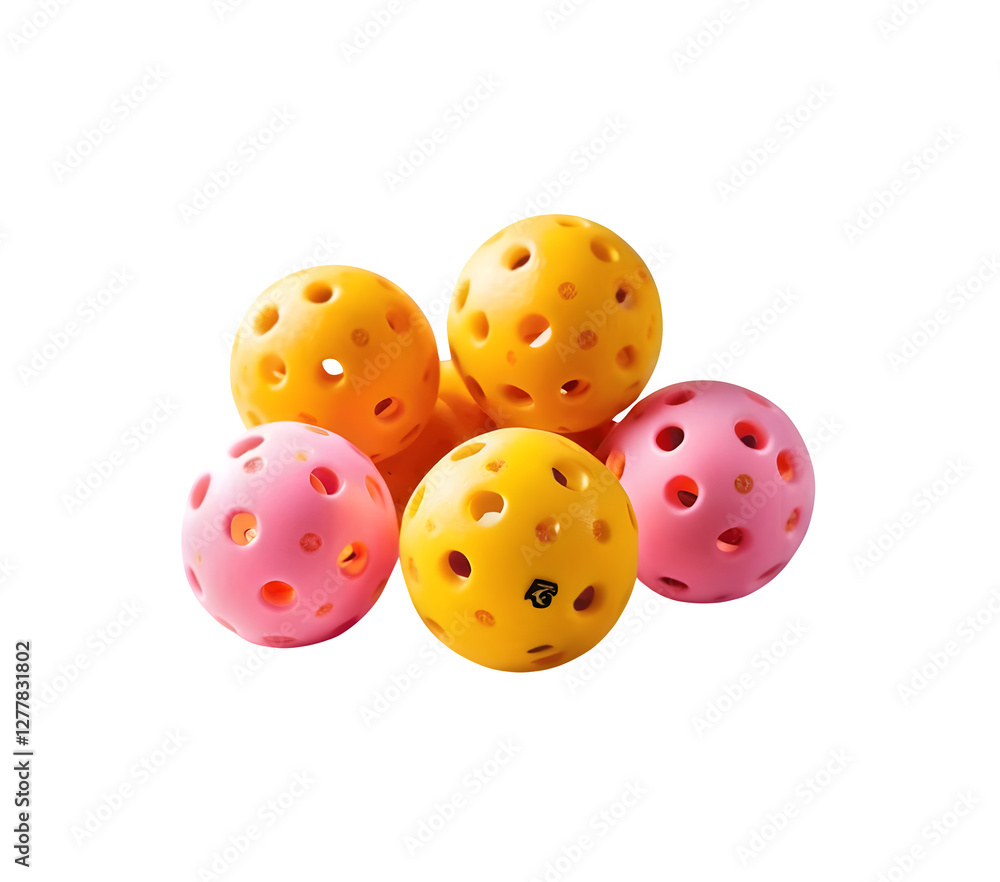 bunch of yellow, orange, and pink pickleball balls set against a white backdrop. It's a horizontal layout that really captures the pickleball vibe. PNG bunch of yellow, orange, and pink pickleball balls set against a white backdrop. It's a horizontal layout that really captures the pickleball vibe. PNG