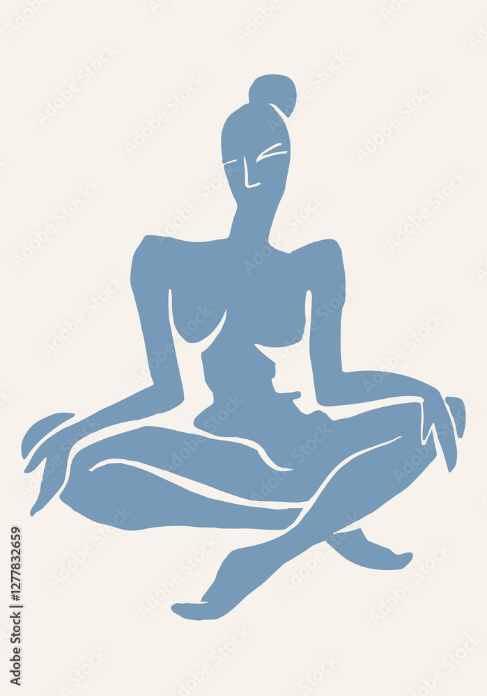 Women wall art. Boho silhouette art drawing Women wall art. Boho silhouette art drawing