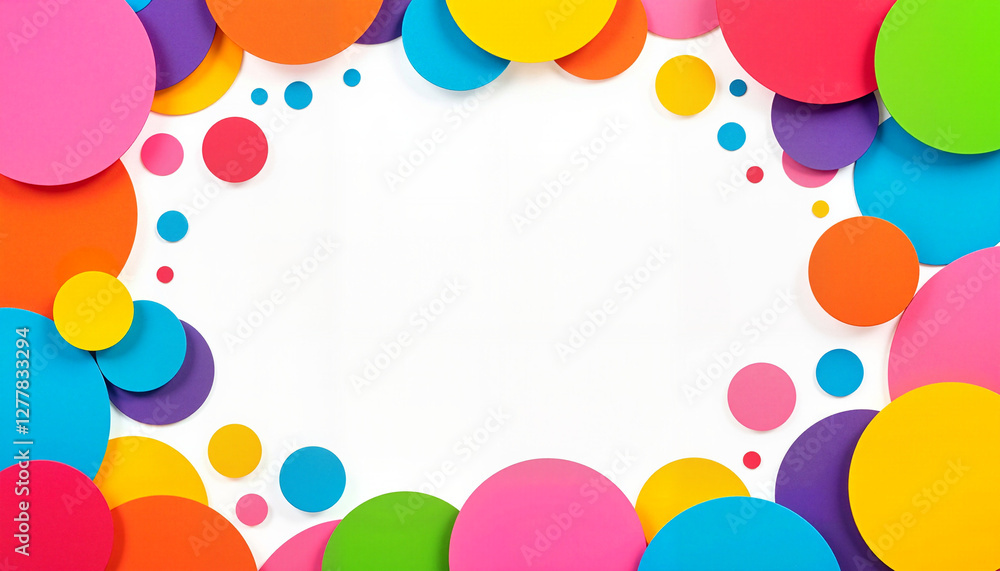 Colorful paper circles frame with white center and copy space Colorful paper circles frame with white center and copy space