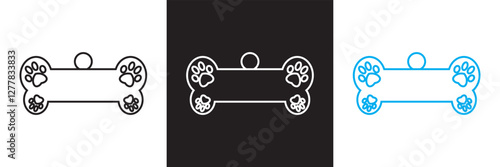 Bone tag icon vector .  Dog tag  sign icon. isolated on white and black background. Vector illustration. EPS 10