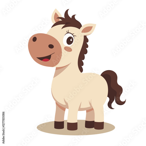 Adorable cartoon foal A delightful illustration showcasing a cute stylized foal perfect for children's books and educational resources