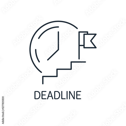 Deadline. Manage to complete the task. Business time.Vector linear icon illustration isolated on white background.